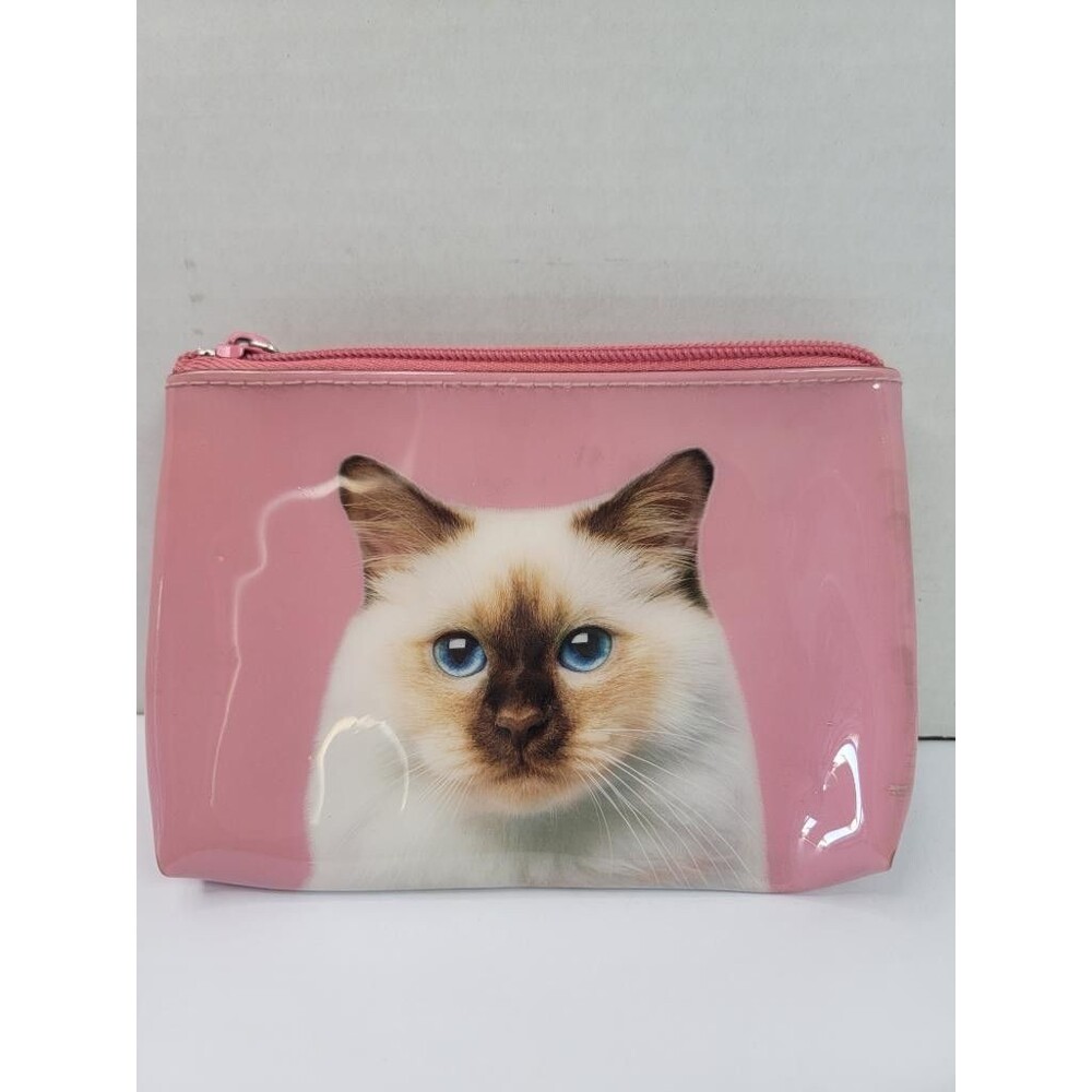 Catseye London Pink Siamese Cat Makeup Bag Zippered Cosmetic Pouch